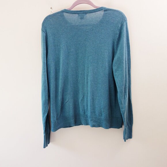 Eddie Bauer Cotton And Tencel Lightweight Button Up Cardigan Teal Plus Size 2X - Picture 3 of 7